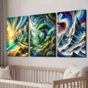 3pcs Lush Rainforest & Snowy Mountains Wall Art Canvas Unframed/Framed