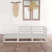 3 Piece Garden Lounge Set White Solid Wood Pine Patio Bar Sets