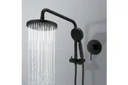 ACA WELS 8" Rain Shower Head Set Shower Mixer tap Round 5-Mode Handheld head Black