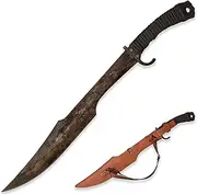 SV 0180 Handmade Spartak Sword and Machete Sharp, Full Tang, Outdoor, Hunting, Camping, Hiking, Survival, Manganese Steel 67HRCS, Leather Sheath, 28.1 inches