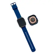 Silicone Candy Watchband with Case for Apple Watch S8 Ultra-DarkBlue