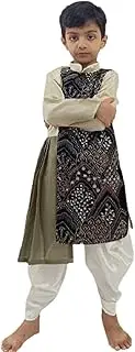 [Vastrakriti by swati] Embroidered Silk Kurta & Dhoti Pant For Boys