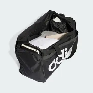 【adidas 愛迪達】Linear Duffel M 黑色 大Logo 運動 旅遊 手提 背帶 健身包 HT4743