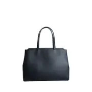 [VALEXTRA] V-line Horizontal Shopping Bag Black