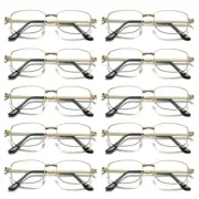 10Pair Mens Square Metal Frame Golden Reading Glasses Classic Readers Eyeglasses