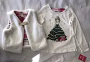 Cynthia Rowley Girls 2- piece Outfit Christmas Sequin Shirt/ Vest Size 7/8 NWT