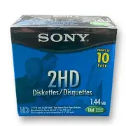 New Sony 2HD Floppy Diskettes IBM Formatted 1.44 MB 3.5 Inch 10 Pack