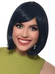 Midnight Blue Black Heat Resistant Bob Fashion Wig with Fringe