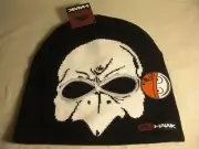 Tony Hawk Boys Black Knit Beanie Cap w/ White Hawk & Eye Holes Cut-Outs NWT