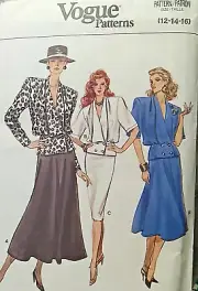 Vogue Patterns 9968 Jacket Skirt 1987 sz 12 to 16