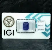 5.48 Ct IGI Certified Natural Tanzanite Emerald Cut