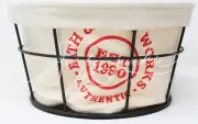Bath & Body Works Est 1990 Basket Storage Black Wire Cream Canvas Bag New NWT