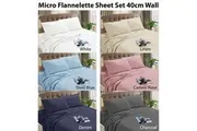 Micro Flannelette Sheet Set 40 cm Wall Denim Double