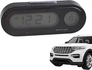 Temperature Clock for Car, 2 in 1 Digital Clock Temperature Gauge Luminous, Electronic Gauge Adhesive Watch, Time Meter with LED Display for Vehicle Dashboard & Vent