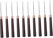 Tofficu 10pcs Wood Handle Sewing Awls Punch Hole Tool Perfect for Leather Craft Work