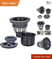 Removable Deep Basket Kitchen Sink Drain with Anti-Clogging Sealing Lid - Black