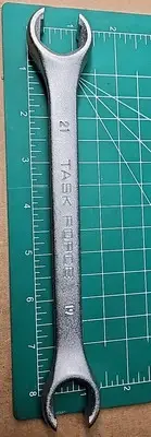 Vtg Task Force Metric 21mm 19mm Line Wrench Combination Chrome Vanadium New