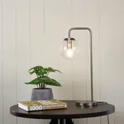 Oriel Lighting NEWTON Contemporary Clear Glass Table Lamp in Antique Brass
