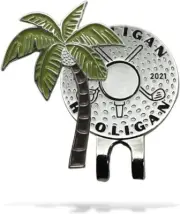 Mulligan Hooligan Palm Tree Golf Ball Marker + Magnetic Hat Clip, Funny