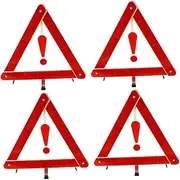 Warning Signs Set 4pcs Large Size 39x39cm Hazard Triangles Easy to Road Safety Vehicle