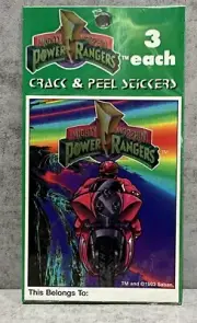 Vintage 1993 Mighty Morphin Power Rangers Crack & Peel Stickers SEALED