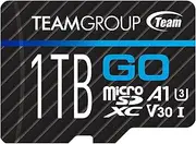 TEAMGROUP GO Card 1TB Micro SDXC UHS-I U3 V30 4K, R/W up to 100/90 MB/s for GoPro &Action Cameras High Speed Flash Memory Card w/Adapter for Outdoor, Sports, 4K Shooting, GoPro &Insta360 TGUSDX1TU303