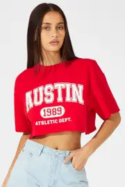 Red Graphic Tee Short Sleeve - Size S, Women's Graphic Tee
