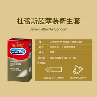 Durex 杜蕾斯 超薄裝保險套 12入 52.5mm 衛生套 超薄 超薄型 避孕套 【套套管家】