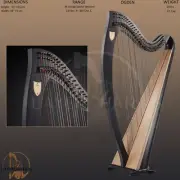 Ogden Harp 34 Strings lever harp Black Ebony made By LH Professionals Beginners