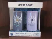LIFE IS GOOD 12 OZ SLIM CAN COOLERS... "SUPERPOWER DAISES AND OPTIMISM" ...NIB
