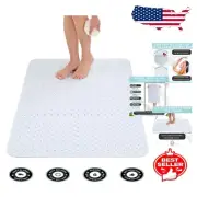 White Extra Large 47 x 32 Inch Non-Slip Bathroom Shower Mat with Drain Holes