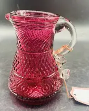 Cranberry Glass 4.5'' Pitcher Creamer Vintage With Label