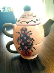Bella Casa Floral Ceramic Teapot and Cup Set by Ganz