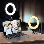 6" Ring Light with Clamp Mount & 10 Brightness Level，Desktop Light for Remote Meeting, YouTube, Selfie, Makeup, Live