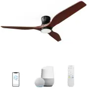 Smart 52" Wood Flush Mount Ceiling Fans with Lights Remote,Quiet DC Motor,Ind...