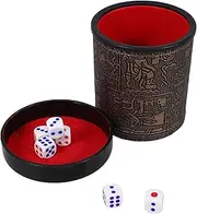 Toyvian 1set Pu Dice Cup with Lid Mute Shaking Dice Shaker for Board Games and Parties with Small Dices for Ktv and Bars