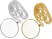 Veemoon 2pcs Magnifying Necklace Pendant Magnification Portable Hanging Magnifier for Reading Books Crafts and More Stylish Design for Elderly Use