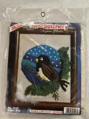 Vintage McNeill 8”x10” Super Stitchery Snow Bird 5026 Crewel Embroidery Kit NOS