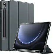 [JETech] Case for Samsung Galaxy Tab S10 FE / S9 FE 10.9-Inch with S Pen Holder, Soft TPU Tri-Fold Stand Protective Tablet Cover, Support S Pen Charging, Auto Wake/Sleep (Grey)