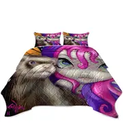 Faces of Faery #154 Purplish Girl With Her Ferret Coverlet
