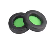 2Pcs Replacement Earpads Earmuff Ear Cushion for Razer Kraken 7.1 V-2 Headset-Black Green Protein Leather, Memory Sponge Foam