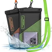 Large IPX8 Waterproof Phone Case Up to 9.0", 2 Pack Floating Waterproof Phone Pouch Dry Bag with Detachable Lanyard for iPhone 15/14/13 Pro Max/Galaxy S24/S23/S22, Travel Beach Cruise Ship Essentials