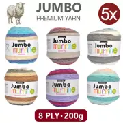 5x 100% 8 ply Knitting Yarn JUMBO Premium Acrylic Crochet Craft 200g Super Soft