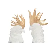 White Moose Resin Crested Cockatoo Home/Office Ornament Decor Set White/Gold