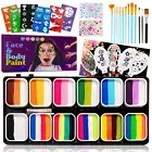 Face Paint Kit-12 Split Cake Palettes Face Painting Kit Professional with Stenci