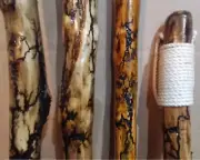 Aspen Wood Lichtenburg Fractal Burned Walking Sticks / Hiking Poles / Canes
