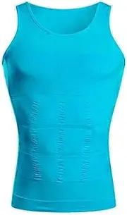 Men Sleeveless Compression Shirts for Tummy Control Elastic Undershirts, Gym Tight Shapewear Vest - Solid Color