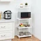 White 4-Tier Kitchen Storage Shelf Rack Microwave Cart Kitchen Cart
