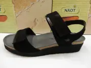 Naot Womens Aisha Black Velvet Nubuck Black Madras Leather Size Eu 36