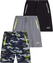[Eddie Bauer] Boys' Active Shorts - 3 Pack Quick Dry Athletic Shorts - Hybrid Mesh Performance Shorts for Boys (4-16)